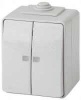 ЭРА Эксперт 11-1605-03 выкл. 2 кл. инд. IP65, 10АХ-250В, ОУ серый (10/100/1600 0795