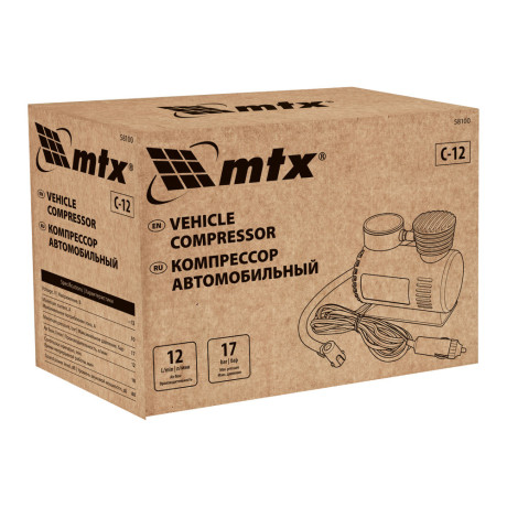 Компрессор автомобильный С-12, 12 В, 17 атм., 12 л/мин// MTX