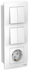 Systeme Electric BLANCA блок (роз.+2кл. выкл.+ 2кл. выкл.) СУ бел. (земля, штор.) BLNBS102201 (3!)