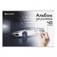 Альбом д/рисования А4 40л., скоба, глянцевый лак, BRAUBERG, 202х285 мм, &quot;Суперавто&quot; (1 вид), 105093