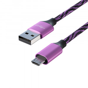FORZA Кабель для зарядки Серпантин Micro USB, 1м, 1.5А, тканевая оплётка, 4 цвета, пакет