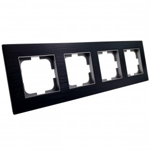Ovivo Рамка СУ 4 мест. PRIME ELEMENTS ALUMINIUM черный/серебро, 403-500020-228