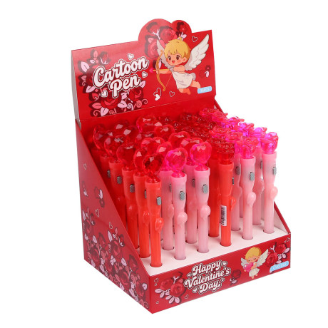 Ручка шариковая синяя с LED подсветкой "Love", 4 вида, шоу-бокс