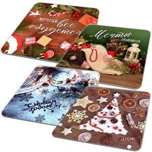 Доска разделочная "С Новым годом!", 18*18см, стекло VL2-273 Мультидом