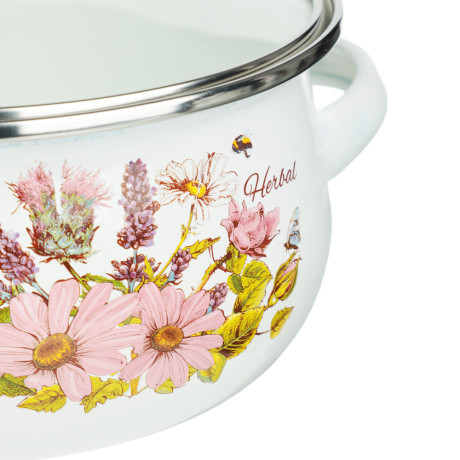 Набор мини-кастрюли 2шт.+салатник 1шт., с крышками, 6 пр (14/16/+14см, 0,7/1,1+0,7л) "Ботаника"