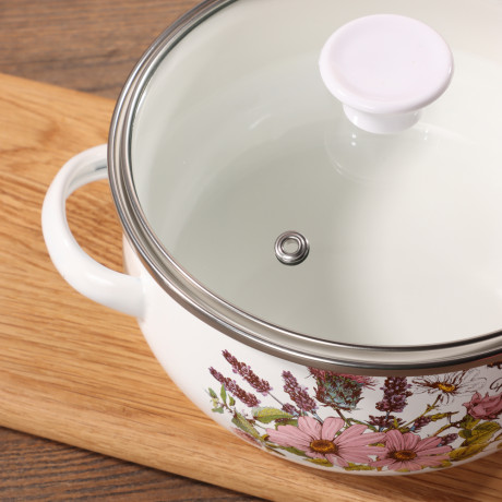 Набор мини-кастрюли 2шт.+салатник 1шт., с крышками, 6 пр (14/16/+14см, 0,7/1,1+0,7л) "Ботаника"