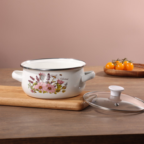 Набор мини-кастрюли 2шт.+салатник 1шт., с крышками, 6 пр (14/16/+14см, 0,7/1,1+0,7л) "Ботаника"