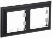 IEK BRITE Рамка СУ 2 мест. РУ-2-Бр пластик хром/черный BR-M22-12-2-K23
