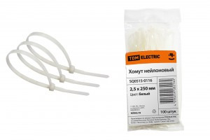 TDM хомут 2,5х250мм нейлон, белый (уп. 100шт., цена за уп.) (20!) SQ0515-0116
