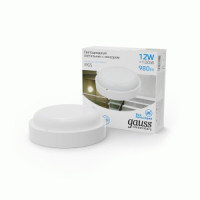 Gauss св-к св/д ЖКХ Elementary круг 12W(980lm) 6500K 6K IP65 140x48 микроволн датчик 126411312-S