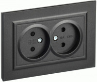 IEK BRITE роз. СУ 2 мест. 10A черный (шторки) РСш12-2-БрЧ BR-R23-10-K02-F