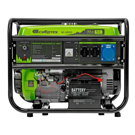 Генератор бензиновый БС-6500Э, 5.5 кВт, 230В, четырехтактный, 25 л, электростартер Сибртех
