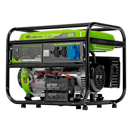 Генератор бензиновый БС-6500Э, 5.5 кВт, 230В, четырехтактный, 25 л, электростартер Сибртех