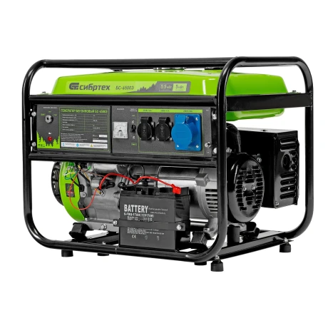 Генератор бензиновый БС-6500Э, 5.5 кВт, 230В, четырехтактный, 25 л, электростартер Сибртех