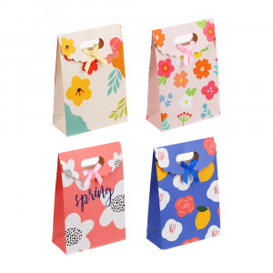 LADECOR Пакет-конверт, подарочный, с бантом, бумажный, 14,5x6x21 см, 4 дизайна, Цветы