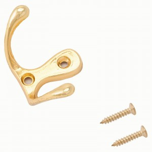 Крючок-вешалка мебельн 2-рожк СТАНДАРТ 002GP золото В28*Ш47*Г25 ЕВРОПАКЕТ(720,60,10)