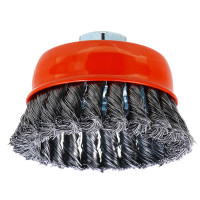 ЕРМАК Щетка чашечная для УШМ, плетеные пучки стальной проволоки 0,5мм, 100ммхМ14