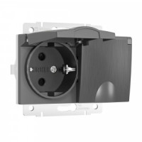 Werkel мех. роз. СУ 2 мест. 16A земля шторки крышка IP44 (графит рифл.) W1172204