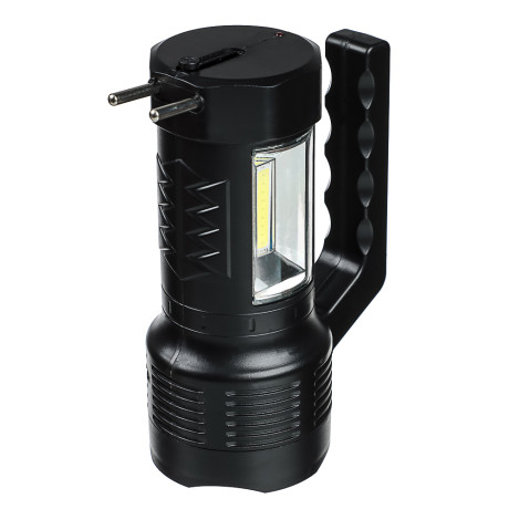 Фонарь прожектор тм ЕРМАК, 1 СОВ + LED, 800мАч, вилка 220В, 62х91х145 мм, 2 режима, пластик