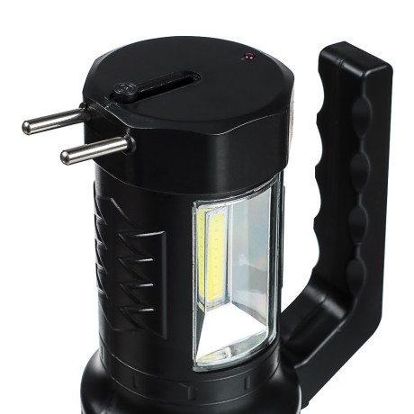 Фонарь прожектор тм ЕРМАК, 1 СОВ + LED, 800мАч, вилка 220В, 62х91х145 мм, 2 режима, пластик
