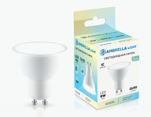 Ambrella лампа св/д MR16 GU10 9W(780lm) 4000K 4K 50х57 IC 180904