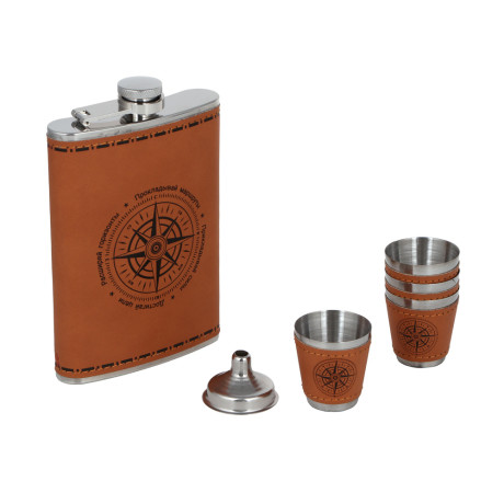 Набор походный тм AZOR FISHING, фляга, 4 стопки, воронка, нержав.сталь