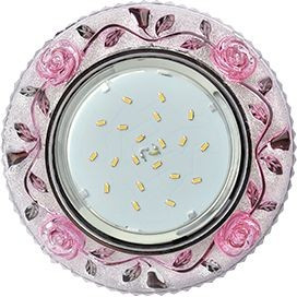 Ecola GX53 H4 LD7071 св-к Круг "Розы" подсветка 4K Розовый/Хром 35x125 FP53CREFB (10!)
