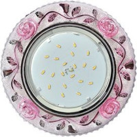 Ecola GX53 H4 LD7071 св-к Круг &quot;Розы&quot; подсветка 4K Розовый/Хром 35x125 FP53CREFB (10!)