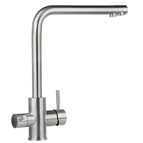 СоюзКран Смеситель для кухни с фильтром для пит. воды, керам. картридж 35мм, нерж. сталь, SS01-G132