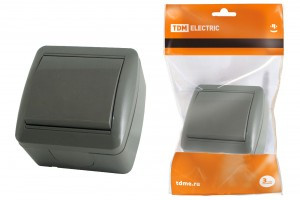 TDM Селигер выкл. 1-кл. ОУ IP44 10А серый (10!) SQ1818-0101