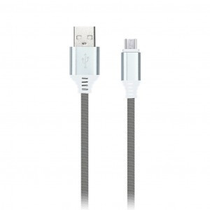 Дата-кабель USB(A)шт. - microUSBшт.Smartbuy нейлон.опл. Socks, 1м,, 2А, черно-бел(iK-12NS black)