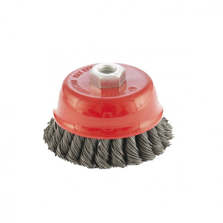 Щетка для УШМ, 100 мм, М14, "чашка", двухрядная, крученая проволока 0.8 мм Matrix