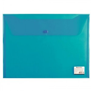 Папка-конверт с кнопкой BRAUBERG A4 прозр.-зеленая, до 100 листов, 0,15мм 221635