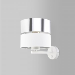 TK Lighting бра 1x60W E27 абажур белый  200х280х280 Hilton Silver 4175