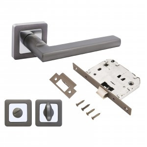Комплект для двери АЛЛЮР АРТ ВЕНСАН MBN+L7050S MBN+BK-S1 MBN графит (ручка и защ с фикс)блистер (20)