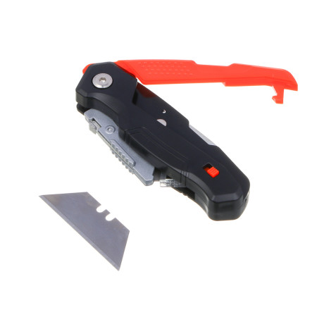 ЕРМАК Нож универсальный складной, пластик, с выдвижным лезвием 19мм трап + 4запас.лезвия, блистер