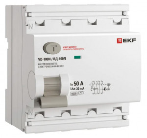 EKF PROxima выкл. дифференциальный (УЗО) ВД-100N 4P 50А 30мА, тип AC, 6кА, эл-мех E1046M5030