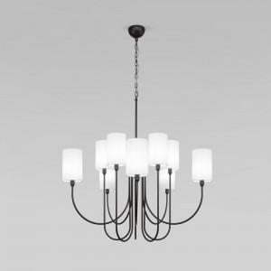 EUROSVET Люстра 10x40W E14 850x850x1600 черный/ткань белый 60164/10 Умный дом Abbey a065748