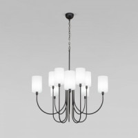 EUROSVET Люстра 10x40W E14 850x850x1600 черный/ткань белый 60164/10 Умный дом Abbey a065748