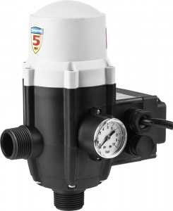 Блок автоматики ЗУБР, 1', давление срабатывания 1,5 Атм,макс мощность подключаемых насосов 1,1кВт
