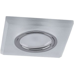 Feron св-к встр. MR16 G5.3 CD8170 квадрат св/д подсветкой бел.матовый хром 90(60)x90x20 32571