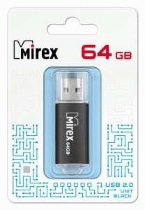Флэш-диск USB 64 ГБ  Mirex UNIT BLACK 64GB (ecopack)