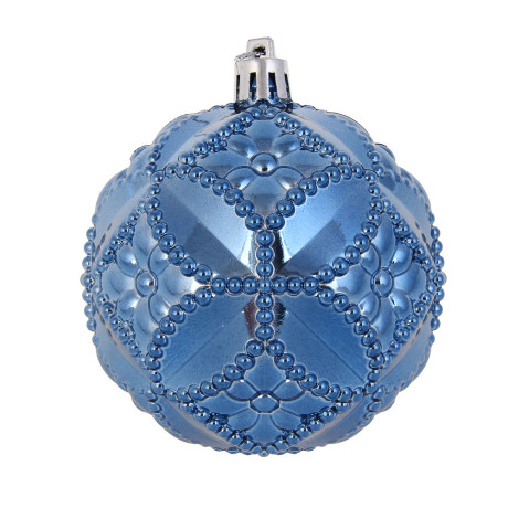 СНОУ БУМ Набор шаров 8 см, 4 шт, синий, серебро, 26-138