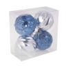 СНОУ БУМ Набор шаров 8 см, 4 шт, синий, серебро, 26-138