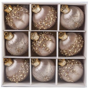 Набор шаров SYQB- 0124054, 9шт, 8см цвет бежевый Волшебная страна