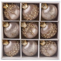 Набор шаров SYQB- 0124054, 9шт, 8см цвет бежевый Волшебная страна