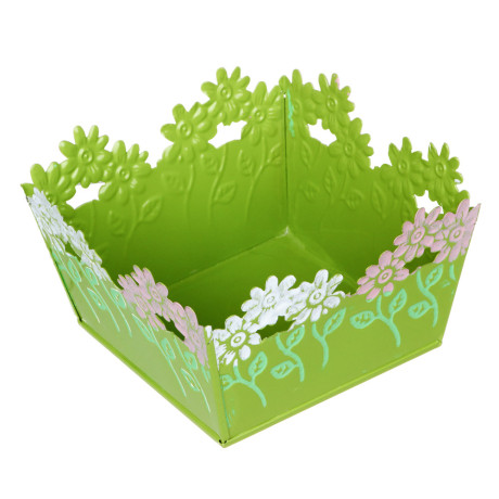 INBLOOM Кашпо квадратное цветочный край 14х14х8см, металл