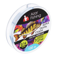 AZOR FISHING Леска &quot;Щука,Окунь, Судак&quot;, нейлон, 100м, 0,16мм, 3,9кг, светло-голубая