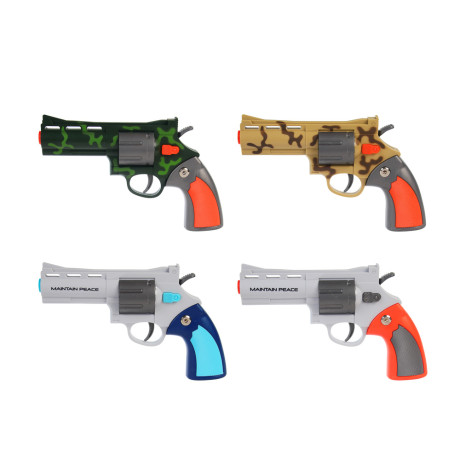 ИГРОЛЕНД Револьвер с мягкими пулями 8 шт, металл, ABS, 27,5x4,8x18,5см, 4 дизайна