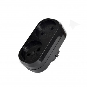 UNIVersal разветвитель (тройник) 2роз. 10А черный (АБС-пластик, линейный) РФ 1932